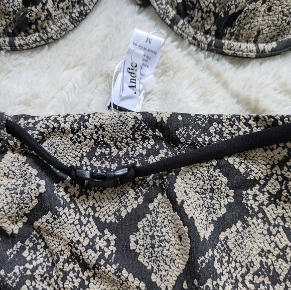 ANDIE SWIM Snake Print Sicily Top Riveria High Waisted Bottom Bikini NEW Size M - Picture 2 of 12